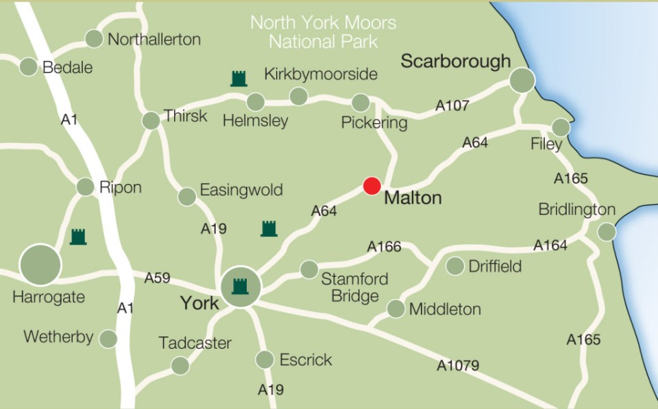 Map of area surrounding Malton